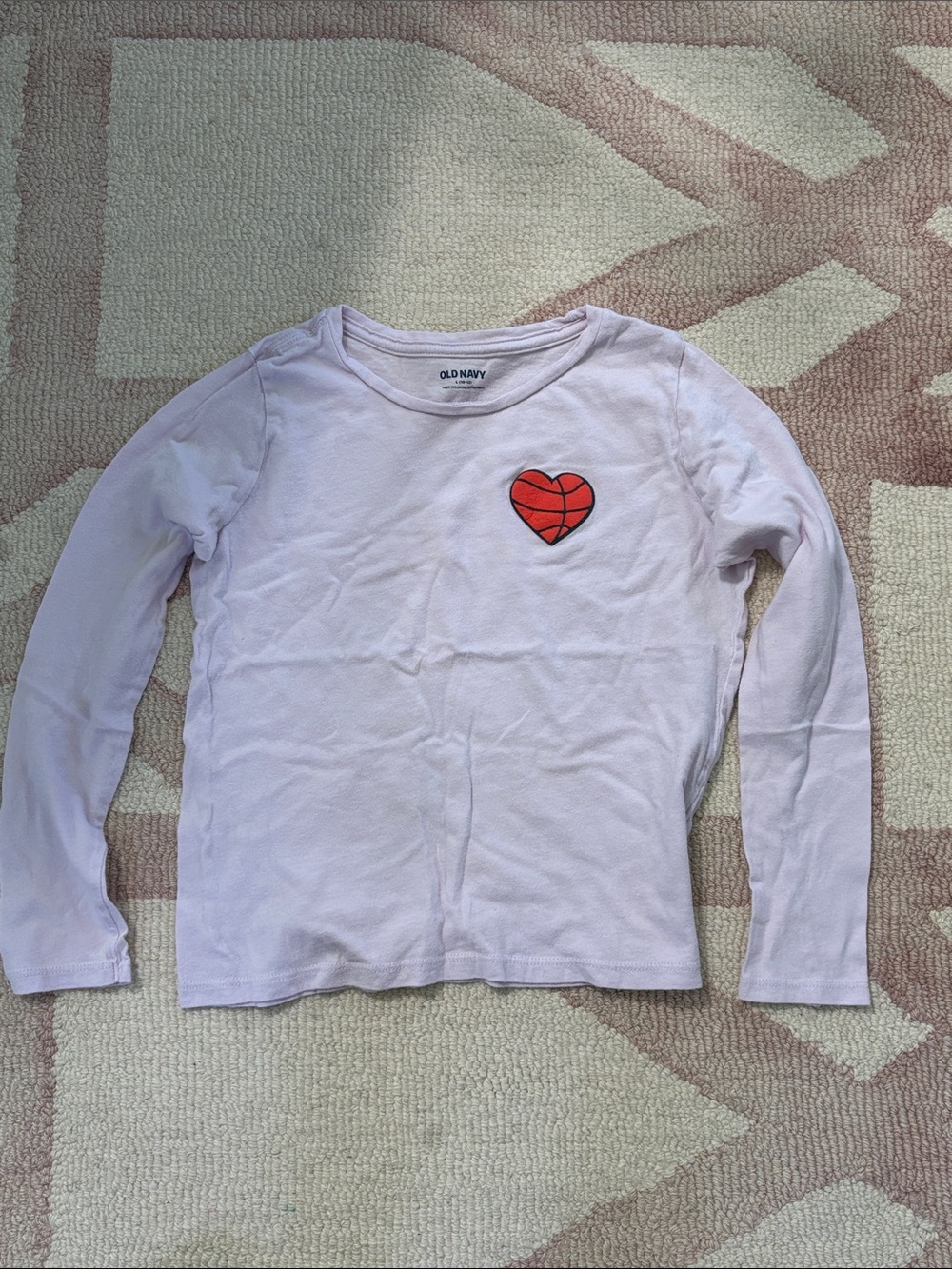 Old Navy Light Purple Long Sleeve Tee with Red Heart Patch